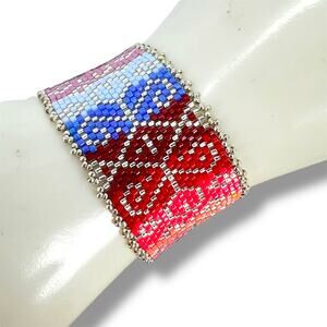 HANDMADE Silver Treasures Cuff Bracelet 7" Artisan Bohemian Whimsy